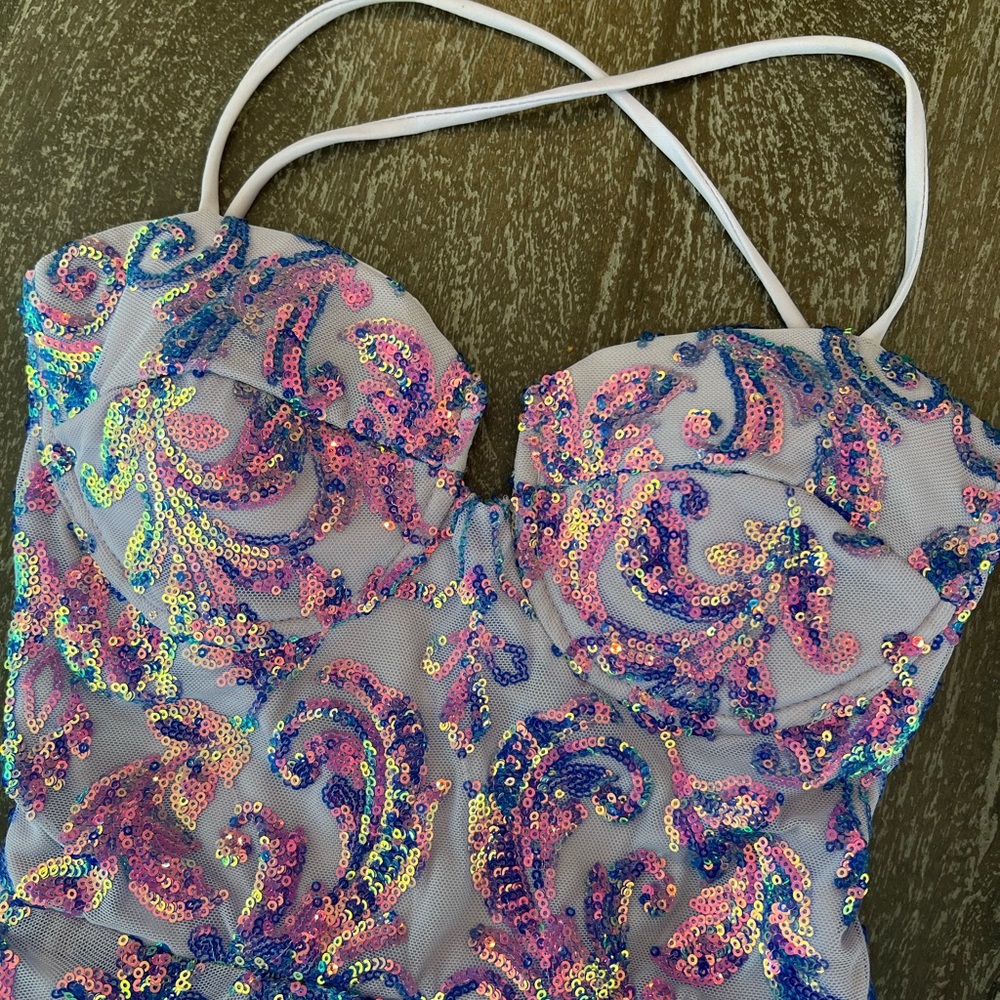 Kendra Lace-up Sequin Party Dress - Picture 4 of 12